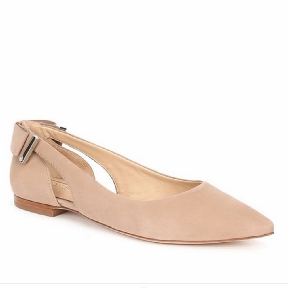 ANTONIO MELANI Nelle Nude Tan Pointed Toe Leather Suede Women's Flats Sz-8M. T